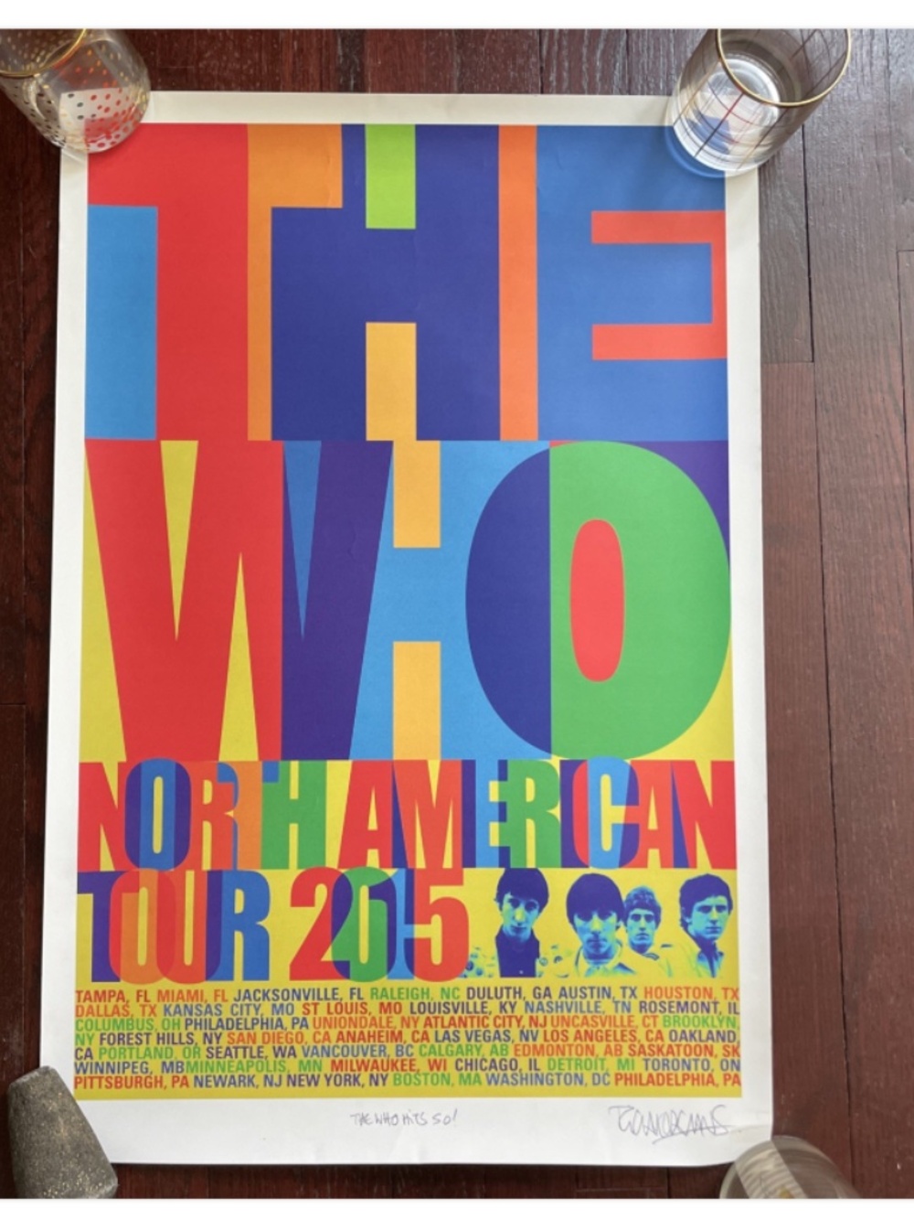 The Who Tour 2015 Poster Artist Colorful Rock Art Retro Band Music signed 18x27